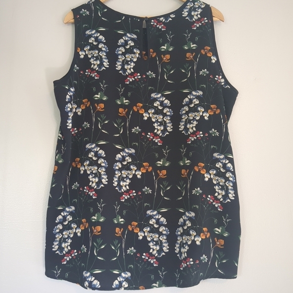 Mario Serrani Tank Blouse Women's XL Navy Blue Floral Italy Lightweight High Low - Picture 3 of 8